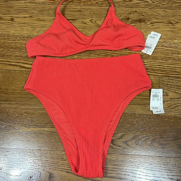 aerie Other - NWT Aerie Crinkle High Cut Cheeky Bikini Bottoms & Bikini Top Size Small